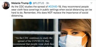 Coronavirus: Usa, Melania sfida Donald con la mascherina coronavirus - Usa - Melania - mascherina