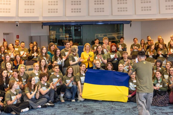Kaja Kallas, High Representative of the Union for Foreign Affairs and Security Policy and Vice-President of the European Commission, receives a delegation of students and team members of the Ukrainian Leadership Academy. Ukraine, peace, Kaja Kallas, 05/19/2025