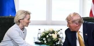 Dazi: Usa-Ue, Trump e von der Leyen raggiungono accordo di massima, tariffe al 15% 250728 dazi - UvdL - Trump